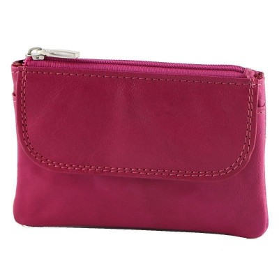 Portamonete glamour in vera pelle unisex Gubbio IFG 07044 fuxia Italianfashionglam