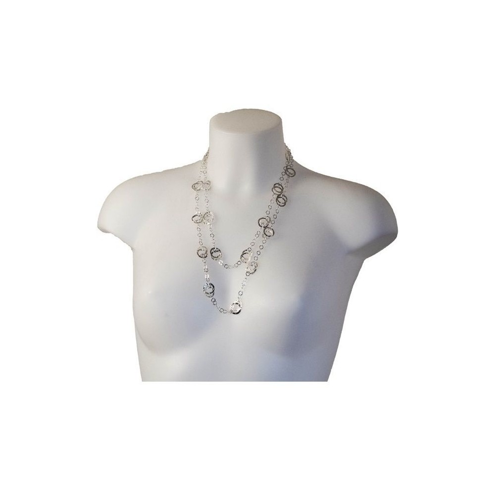 Collana luxury lunga a cerchi in argento da donna CO009 Italianfashionglam Collana luxury lunga a cerchi in argento da donna CO009 Italianfashionglam