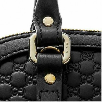 Gucci borsa a mano chic in pelle nera Guccissima - Italianfashionglam