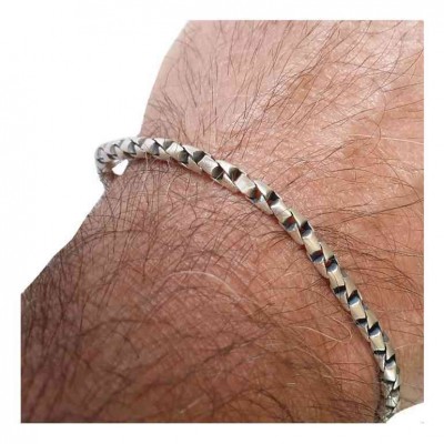 Bracciale trendy uomo in argento a maglia elicoidale - Italianfashionglam