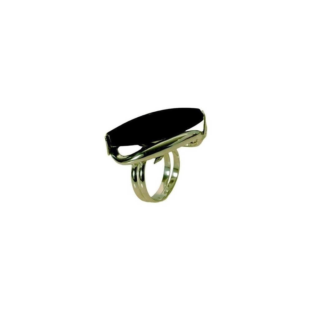Anello da donna in argento rodiato con pietra onice nera-Italianfashionglam Anello da donna in argento rodiato con pietra onice nera-Italianfashionglam