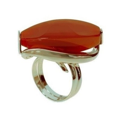 Anello da donna in argento con pietra corniola rossa-Italianfashionglam