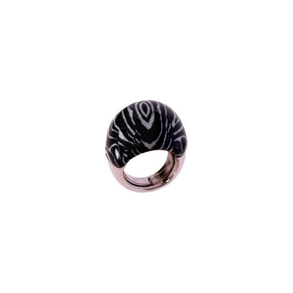 Anello trendy donna in argento smaltato a manto zebrato-Italianfashionglam Anello trendy donna in argento smaltato a manto zebrato-Italianfashionglam