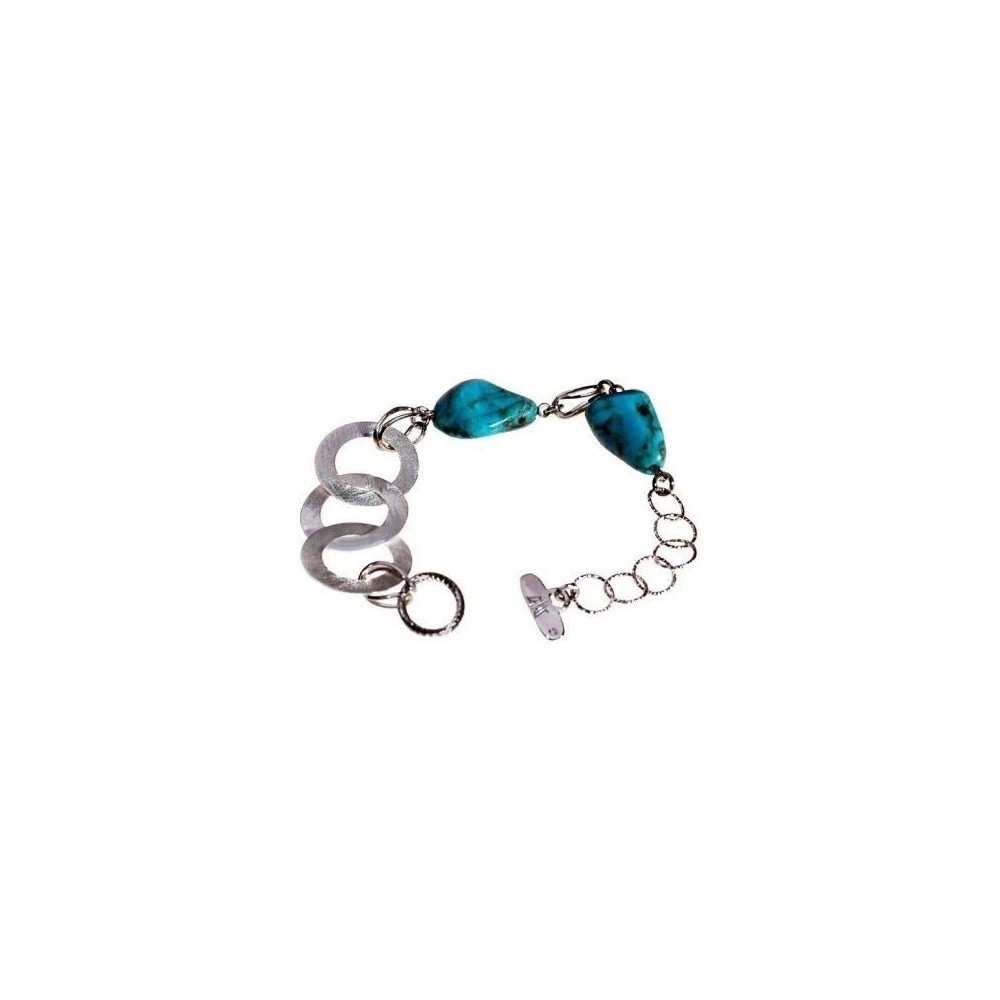 Bracciale glam donna in argento cerchi pepite e turchesi-Italianfashionglam Bracciale glam donna in argento cerchi pepite e turchesi-Italianfashionglam