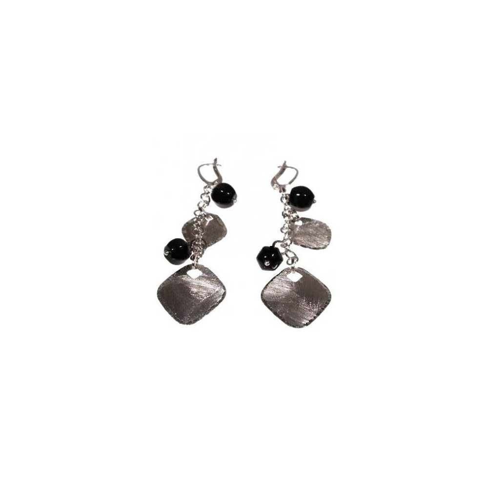 Orecchini da donna in argento con pendenti in onice nero-Italianfashionglam Orecchini da donna in argento con pendenti in onice nero-Italianfashionglam