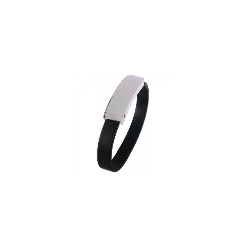 Bracciale trendy uomo in caucciù nero e argento BRU 012 Italianfashionglam Bracciale trendy uomo in caucciù nero e argento BRU 012 Italianfashionglam