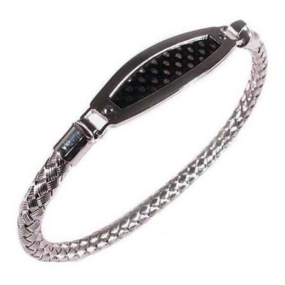 Bracciale chic uomo in argento e carbonio BRU 013 Italianfashionglam