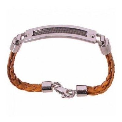 Bracciale chic uomo in pelle argento e carbonio BRU 025 Italianfashionglam