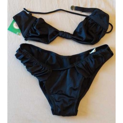 Il bikini fashion in lycra di color nero. Collezione Panay La Perla - Made in Italy