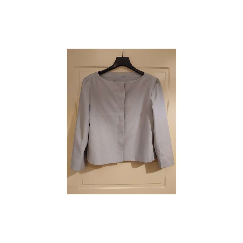 MaxMara giacca glam donna in cotone seta celeste - Italianfashionglam MaxMara giacca glam donna in cotone seta celeste - Italianfashionglam