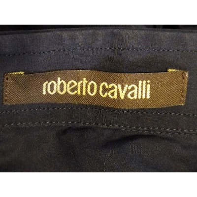 Roberto Cavalli - Camicia glam da uomo in cotone blu- Italianfashionglam