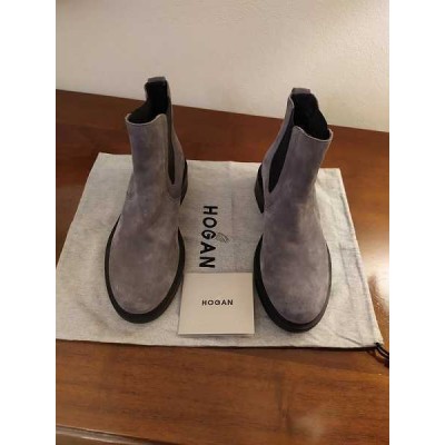 Hogan - Stivaletti da donna alla caviglia in pelle grigia - Italianfashionglam