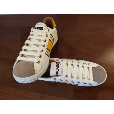 Disquared2 - Sneakers glam da uomo in vera pelle bianca - Italianfashionglam