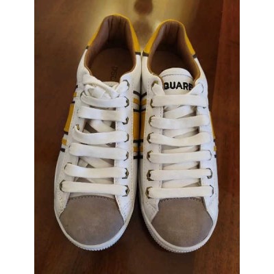 Disquared2 - Sneakers glam da uomo in vera pelle bianca - Italianfashionglam