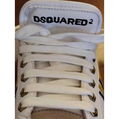 Disquared2 - Sneakers glam da uomo in vera pelle bianca - Italianfashionglam