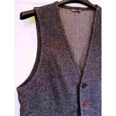 Manuel Ritz - Gilet da uomo in lana e cotone blu e grigio - Italianfashionglam