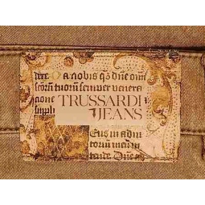 Trussardi - Jeans glam da uomo in cotone color cammello - Italianfashionglam