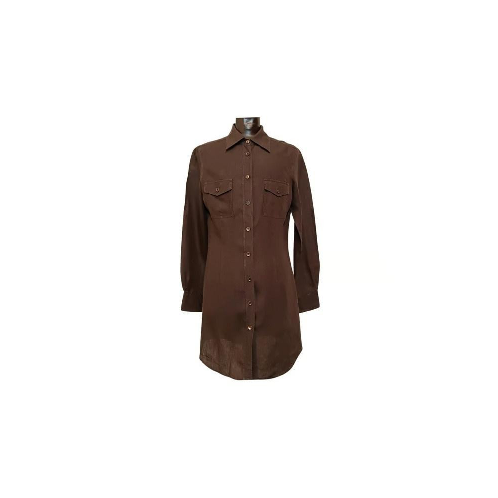 Max Mara - Dress lungo fashion in puro lino marrone - Italianfashionglam Max Mara - Dress lungo fashion in puro lino marrone - Italianfashionglam
