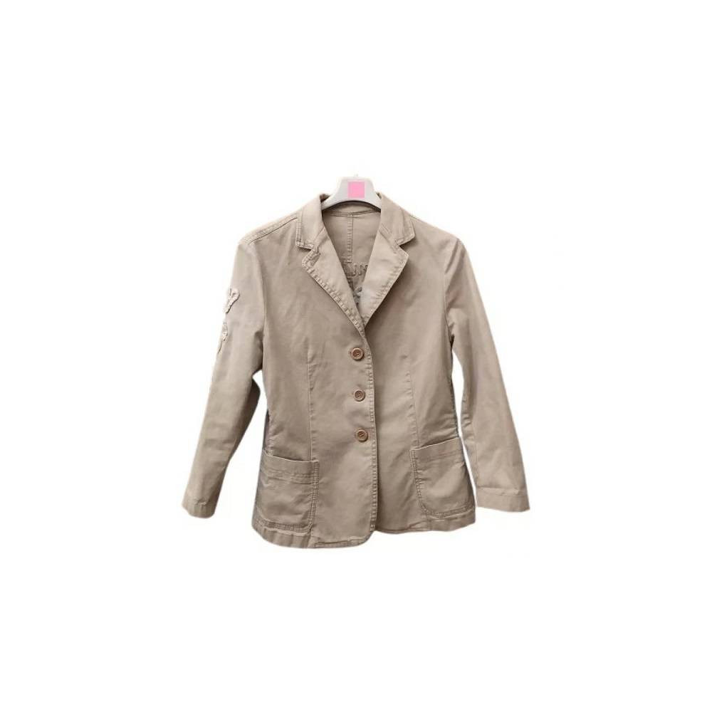 Max Mara - Giacca glam da donna in cotone color beige - Italianfashionglam Max Mara - Giacca glam da donna in cotone color beige - Italianfashionglam