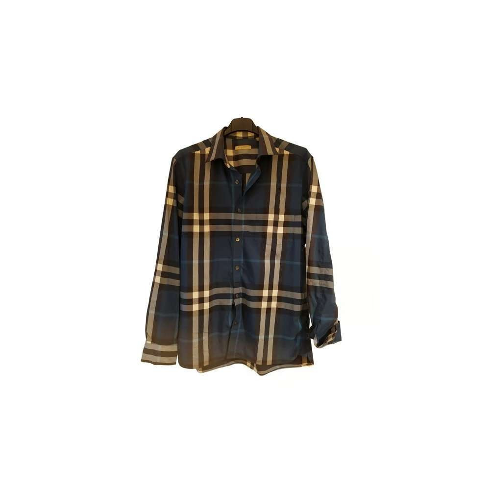 Burberry - Camicia glam da uomo in cotone check blu - Italianfashionglam Burberry - Camicia glam da uomo in cotone check blu - Italianfashionglam