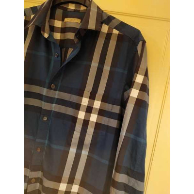 Burberry - Camicia glam da uomo in cotone check blu - Italianfashionglam