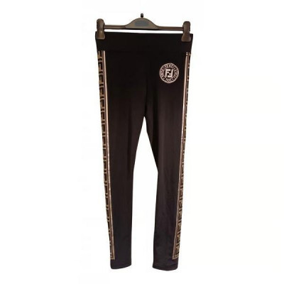 Fendi - Leggings glamour da donna in poliestere nero - Italianfashionglam