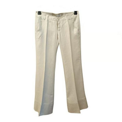 Phard - Pantalone da donna a zampa in lino color beige - Italianfashionglam