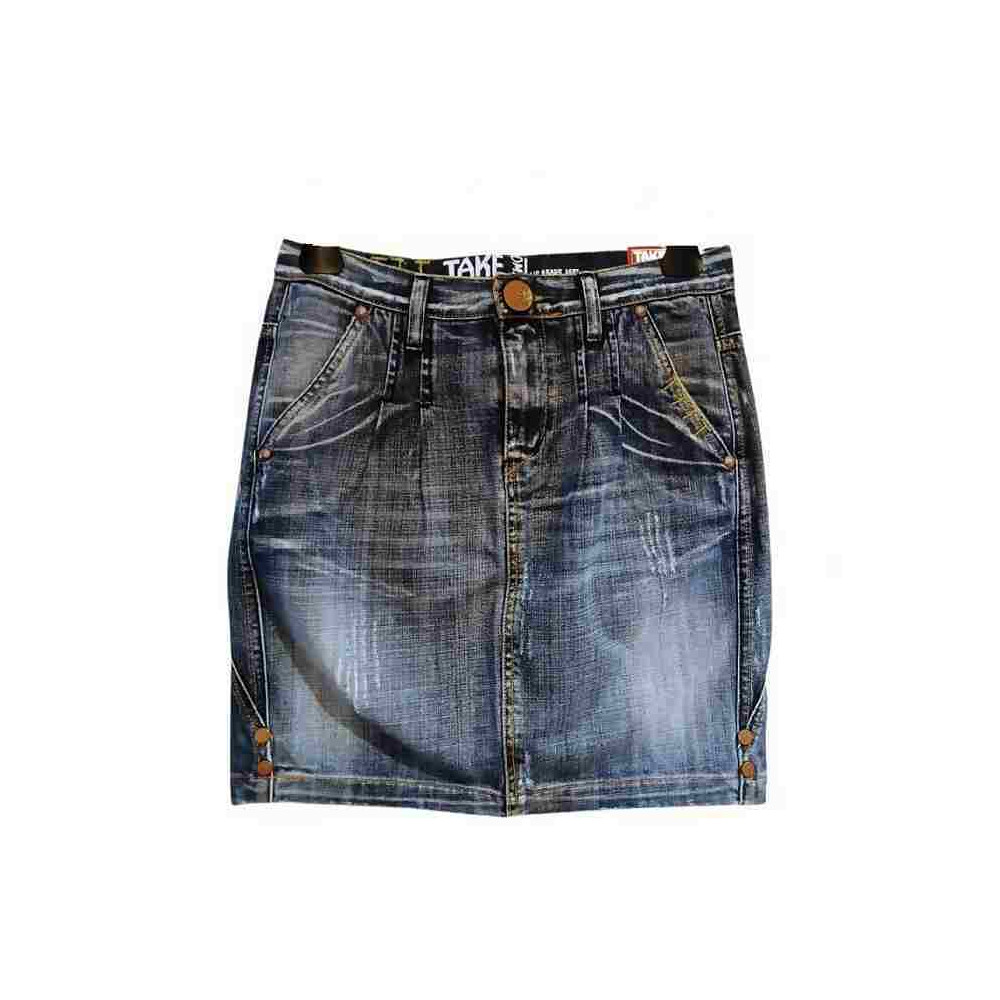 Take Two - Minigonna glam in cotone blue jeans vintage - Italianfashionglam Take Two - Minigonna glam in cotone blue jeans vintage - Italianfashionglam