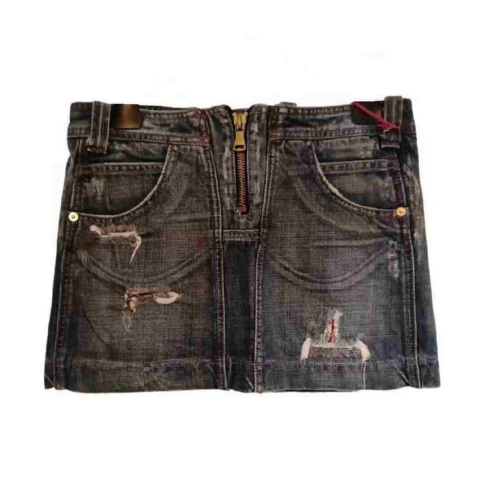 CF - Minigonna fashion in blue jeans vintage scolorito - Italianfashionglam CF - Minigonna fashion in blue jeans vintage scolorito - Italianfashionglam
