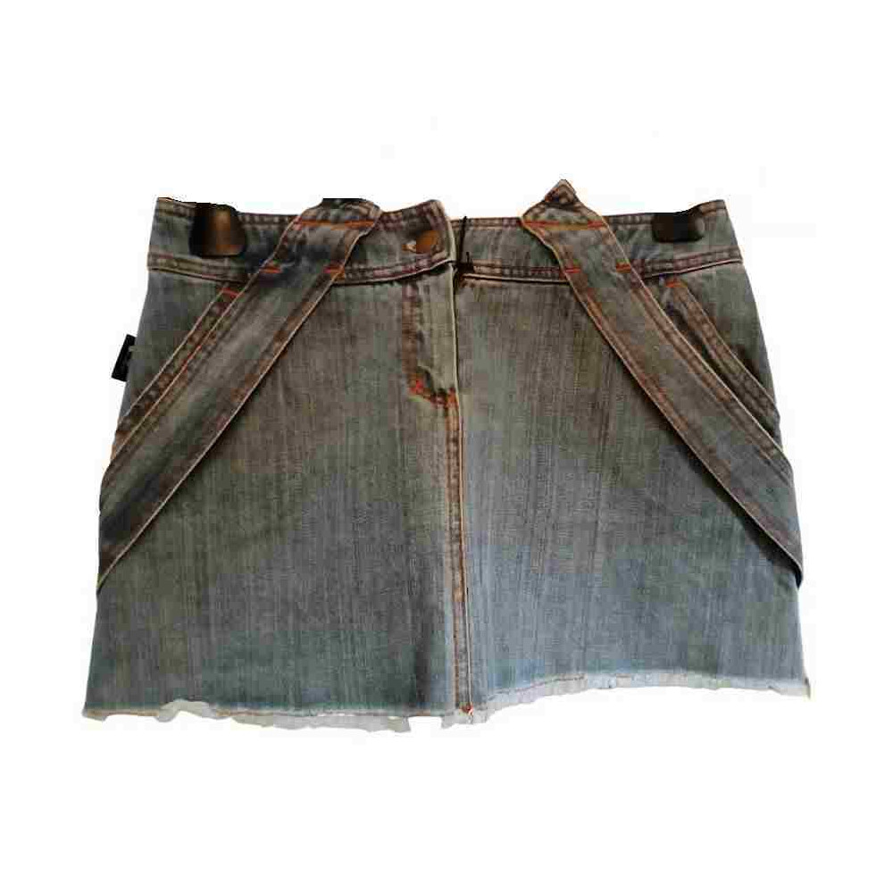 White D - Minigonna glam in cotone blue jeans scolorito - Italianfashionglam White D - Minigonna glam in cotone blue jeans scolorito - Italianfashionglam