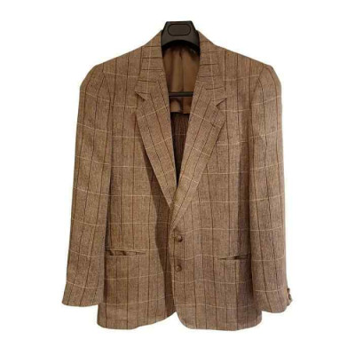 Valentino - Giacca da uomo in puro lino beige a quadri