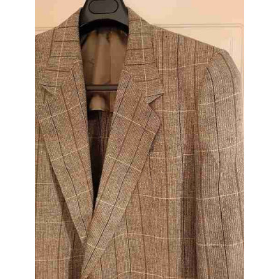 Valentino - Giacca da uomo in puro lino beige a quadri - Italianfashionglam