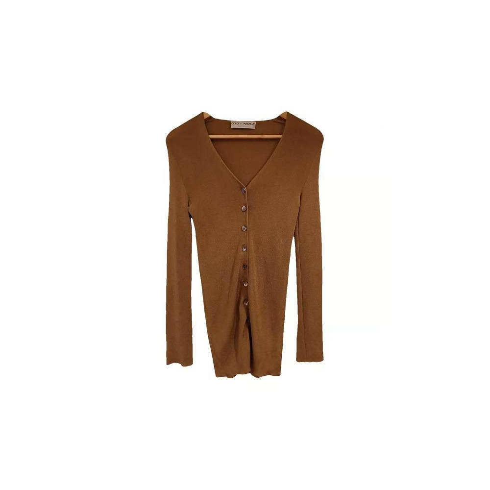 Dolce&Gabbana - Cardigan da donna in viscosa caramello - Italianfashionglam Dolce&Gabbana - Cardigan da donna in viscosa caramello - Italianfashionglam