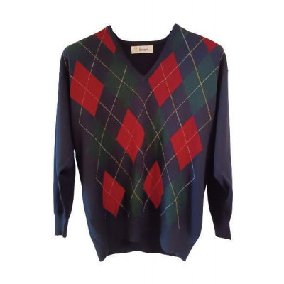 Pringle of Scotland - Pullover da uomo in lana blu scuro - Italianfashionglam