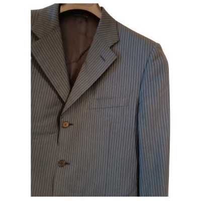 Canali - Giacca glam uomo in lana blu in gessato grigio - Italianfashionglam