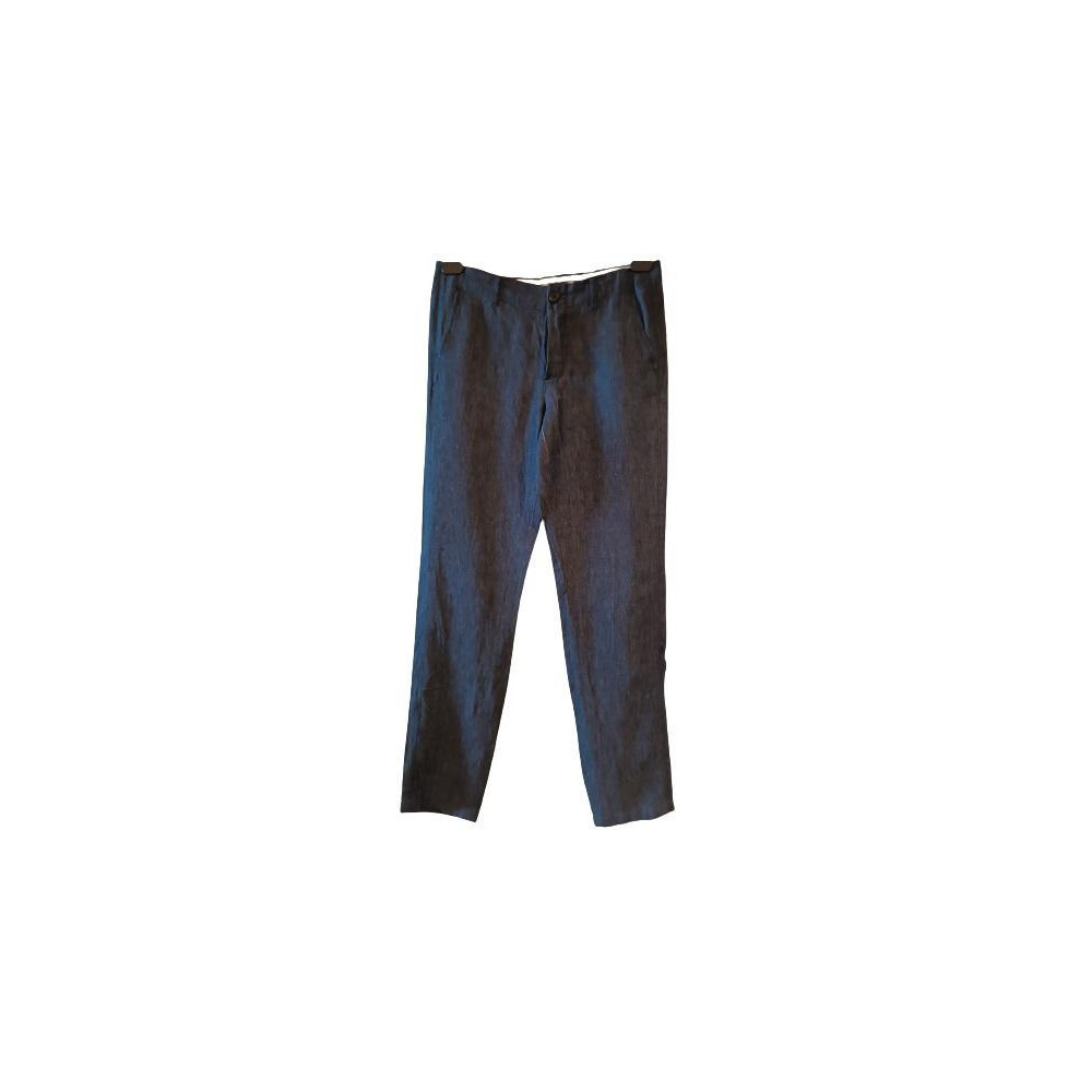 Max Mara - Pantalone glamour donna in puro lino blu - Italianfashionglam Max Mara - Pantalone glamour donna in puro lino blu - Italianfashionglam