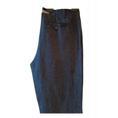 Max Mara - Pantalone glamour donna in puro lino blu - Italianfashionglam