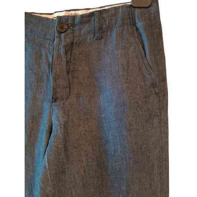 Max Mara - Pantalone glamour donna in puro lino blu - Italianfashionglam