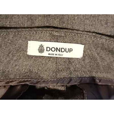 Dondup - Pantalone donna in lana grigio a gamba dritta - Italianfashionglam