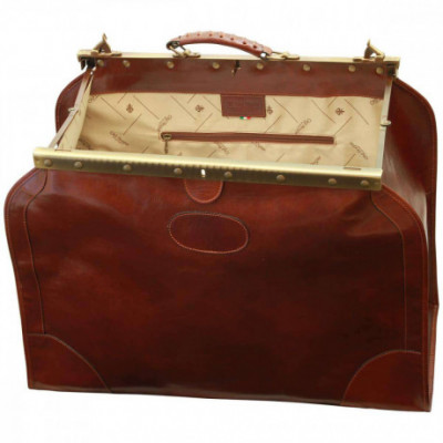 Borsa viaggio Old America big pelle marrone primo fiore. Italianfashionglam