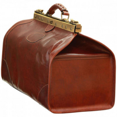 Borsa viaggio old America in pelle primo fiore marrone. Italianfashionglam