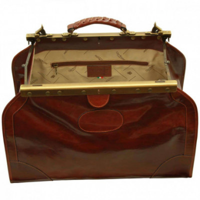 Borsa viaggio old America in pelle primo fiore marrone. Italianfashionglam