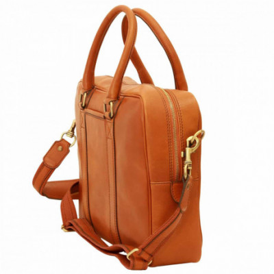 Cartella in vera pelle di vitello color marrone coloniale. Italianfashionglam