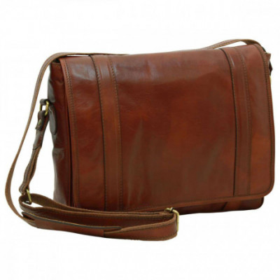 Borsa a tracolla messenger da uomo in pelle marrone. Italianfashionglam