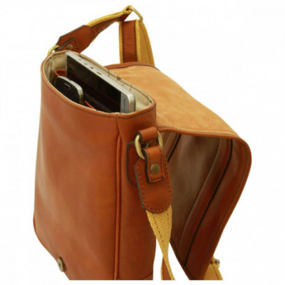 Borsa a tracolla messenger da uomo in vera pelle golden - Italianfashionglam