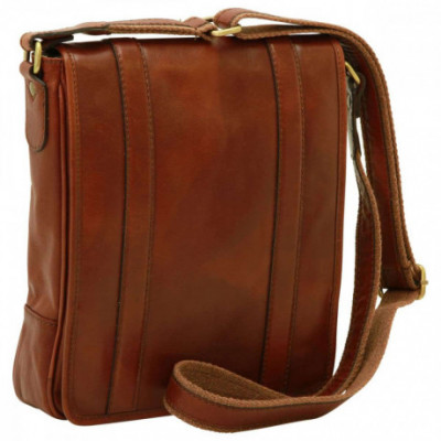 Borsa a tracolla messenger uomo in vera pelle marrone - Italianfashionglam