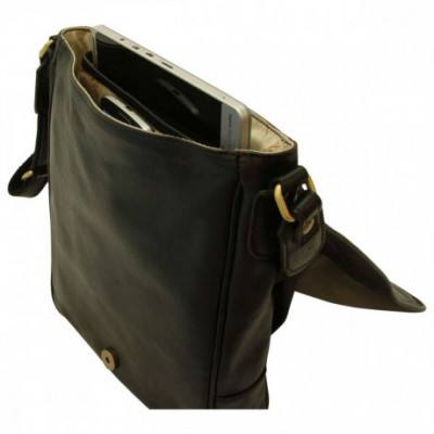 Borsa a tracolla messenger da uomo in vera pelle nera. Italianfashionglam