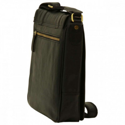 Borsa a tracolla messenger da uomo in vera pelle nera. Italianfashionglam