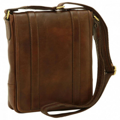 Borsa tracolla messenger da uomo in vera pelle di vitello morbida testa di moro. Italianfashionglam