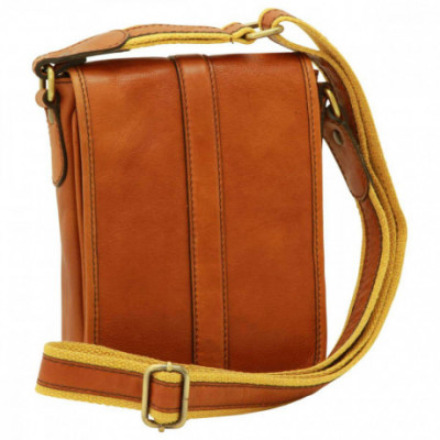 Borsa a tracolla messenger da uomo in vera pelle miele - Italianfashionglam